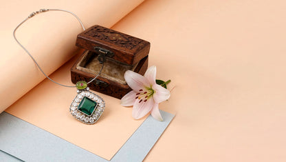 Sangeeta Boochra Emerald Bloom Moissanite Pendant