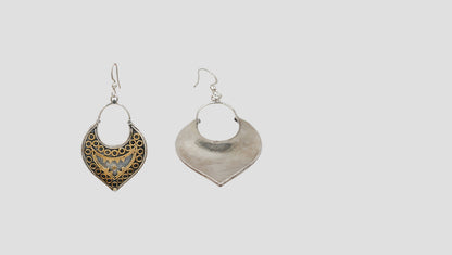 Sangeeta Boochra Dual Tone Tribal Silver Earrings