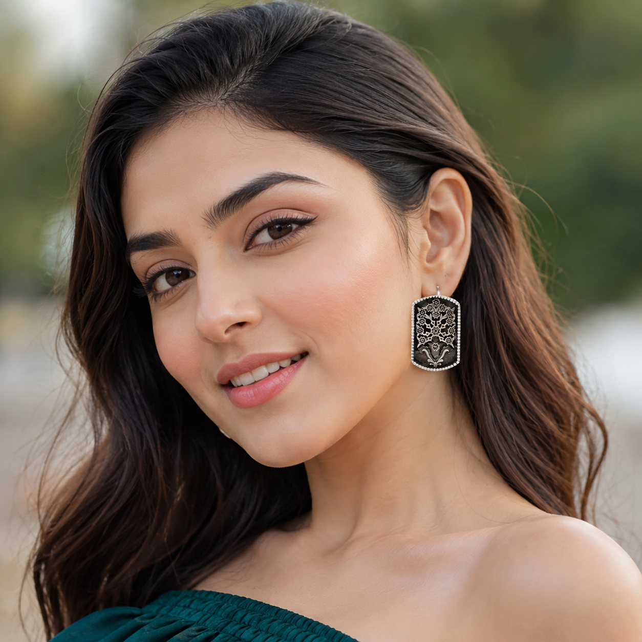 Sangeeta Boochra Handcrafted Oxidised Silver Floral Statement Stud Earrings