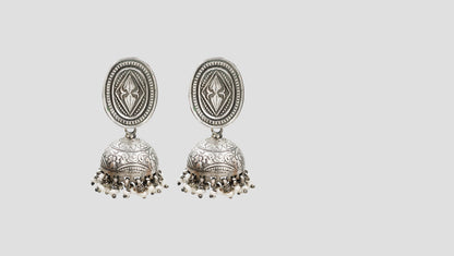 Sangeeta Boochra Classic Oxidised Silver Jhumkas