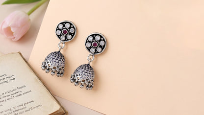 Sangeeta Boochra Handcrafted Oxidised Silver Jhumka Earrings