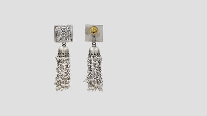 Sangeeta Boochra Heritage Tassel Oxidised Silver Earrings