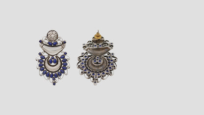 Sangeeta Boochra Handcrafted Oxidised Silver Earrings with Lapis Stone