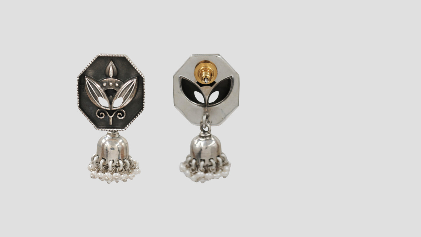 Heritage Pearl Drop Silver Earrings by Sangeeta Boochra