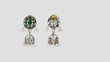 Sangeeta Boochra Handcrafted Kundan & Pearl Silver Earrings