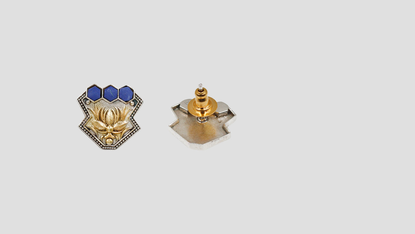 Sangeeta Boochra Lapis Bloom Dual Plated Earrings