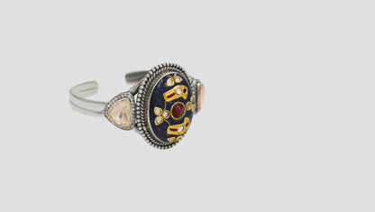 Sangeeta Boochra Statement Kundan Bracelet with Blue Stone
