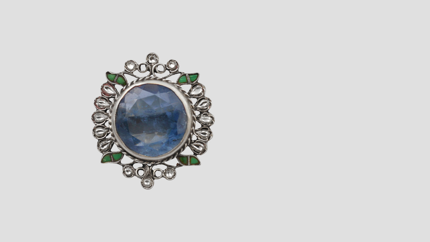 Sangeeta Boochra Royal Blue Stone Silver Statement Ring