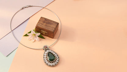Sangeeta Boochra Artisan Moissanite Silver Pendant