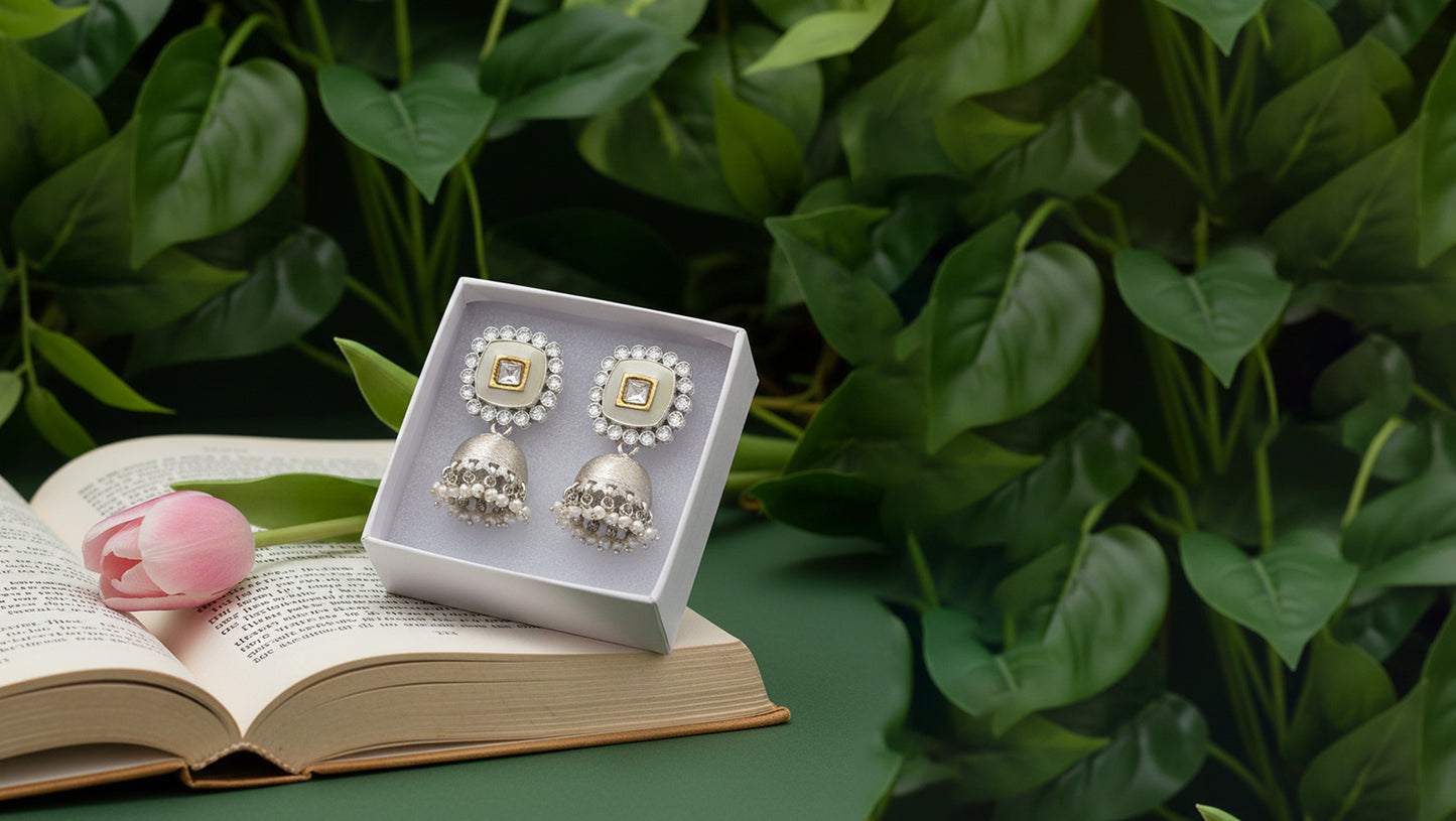 Sangeeta Boochra Royal Pearl Drop Silver Earrings