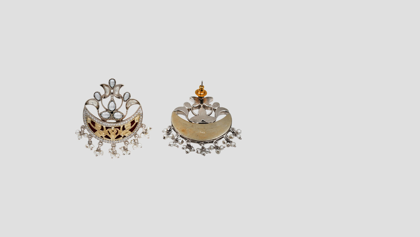 Sangeeta Boochra Handcrafted Dual Tone Statement Chandbali Earrings