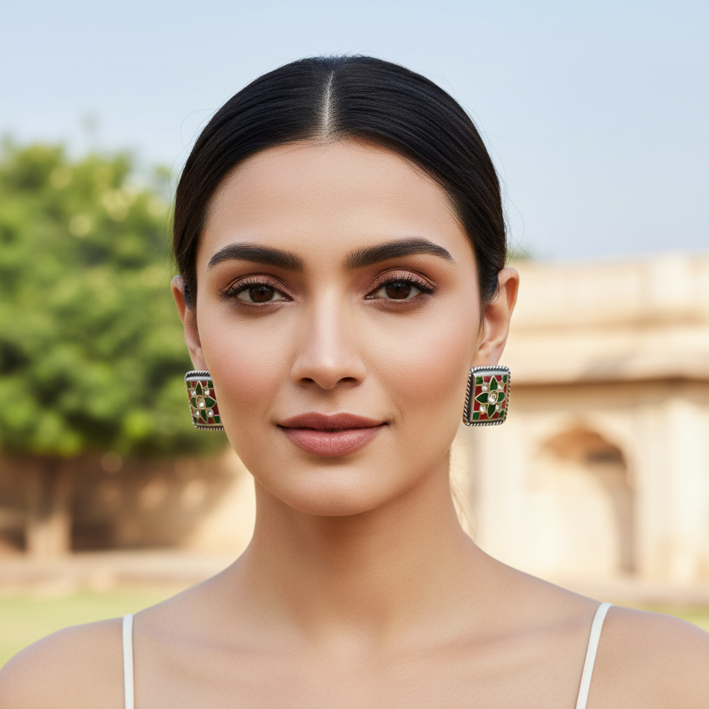 Sangeeta Boochra Heritage Floral Kundan Studs