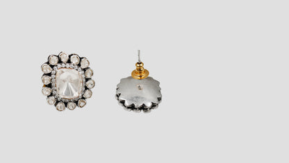 Sangeeta Boochra Artisan Sterling Silver Moissanite Floral Stud Earrings