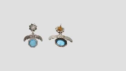 Sangeeta Boochra Floral & Peacock Silver Earrings