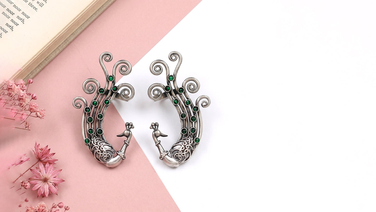 Sangeeta Boochra Artisan Peacock Statement Earrings