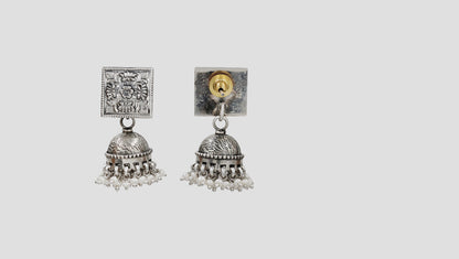 Sangeeta Boochra Statement Oxidised Silver Jhumka Earrings