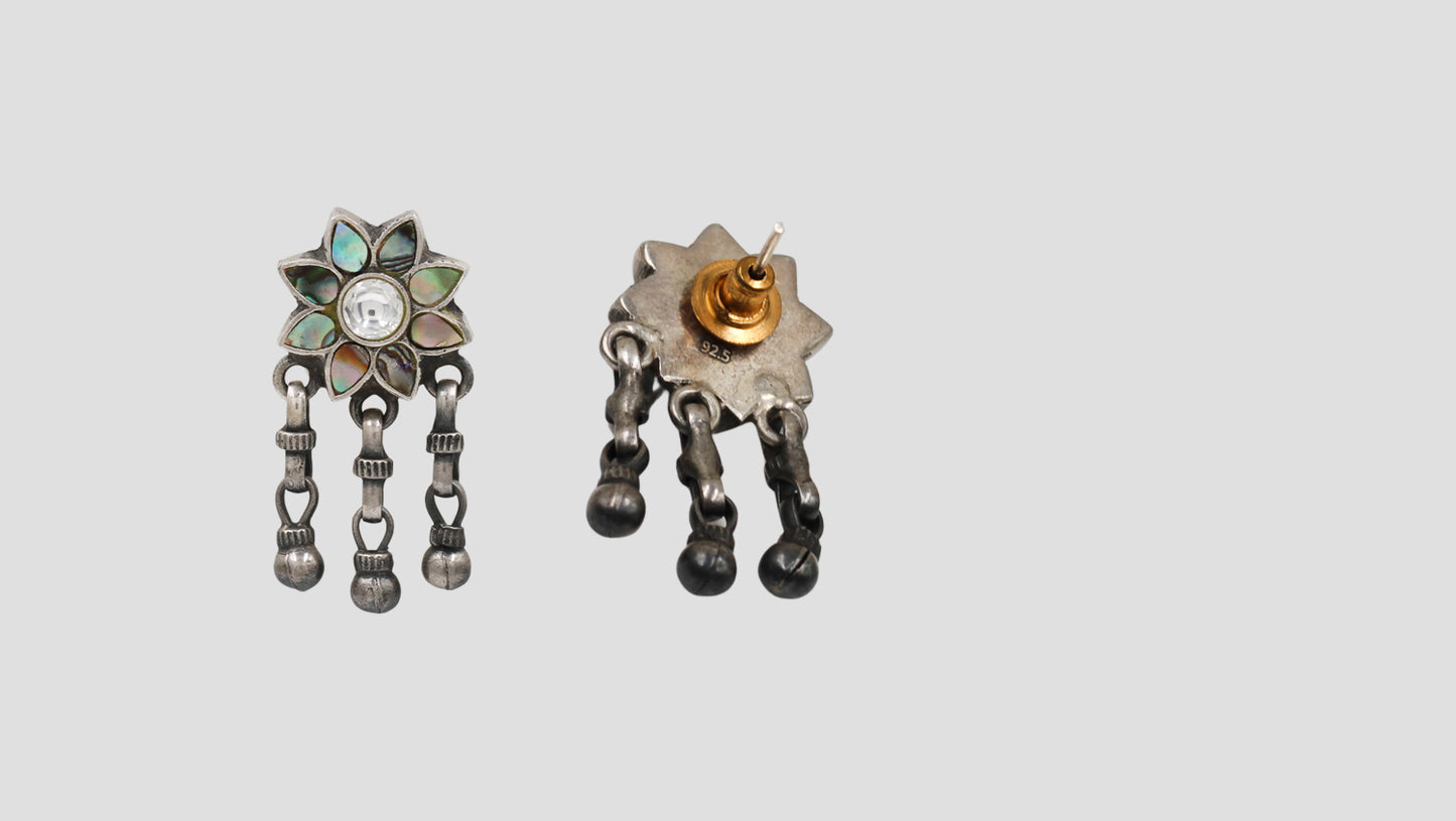 Sangeeta Boochra Bohemian Floral Silver Earrings