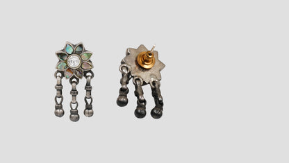 Sangeeta Boochra Bohemian Floral Silver Earrings