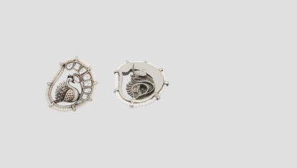 Sangeeta Boochra Handcrafted Peacock Kundan Earring in Sterling Silver