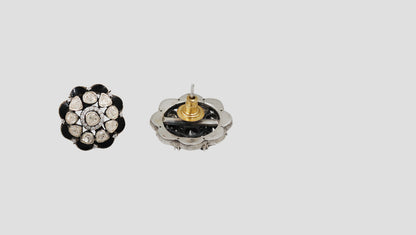 Sangeeta Boochra Handcrafted Silver Floral Earrings with Moissanite