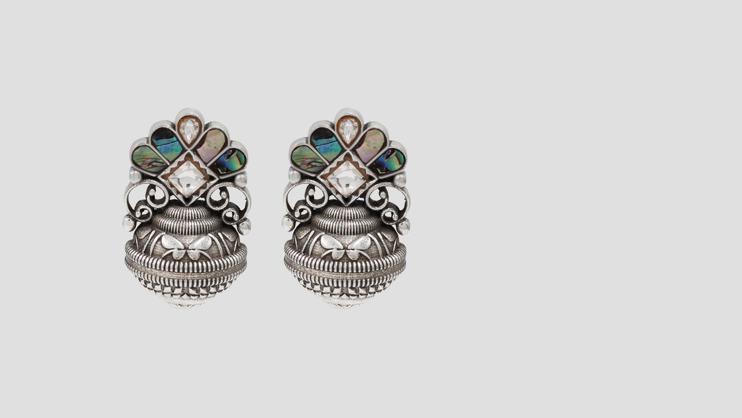 Sangeeta Boochra Multicolor Kundan Oxidised Silver Earrings
