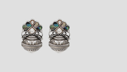 Sangeeta Boochra Multicolor Kundan Oxidised Silver Earrings