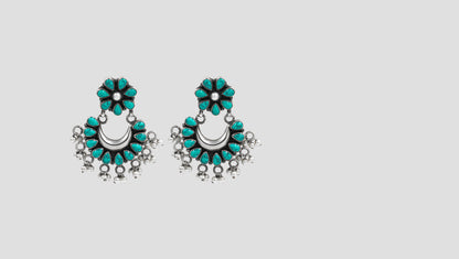 Sangeeta Boochra Silver Earrings with Turquoise Floral Motifs