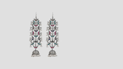 Sangeeta Boochra Artisan Silver Danglers with Jhumka & Pearl Detailing