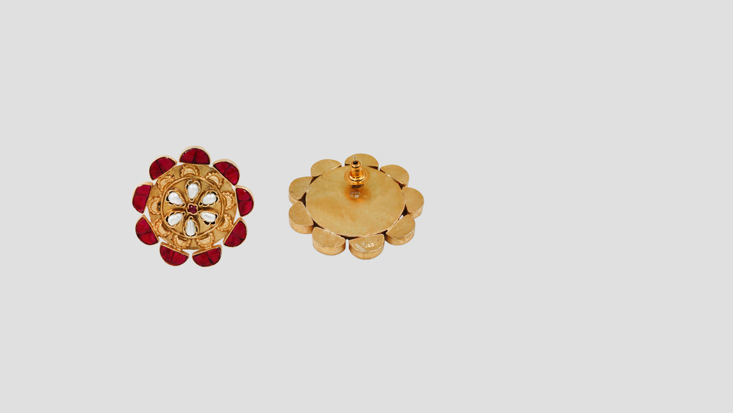 Sangeeta Boochra Handcrafted Gold-Plated Kundan Statement Studs