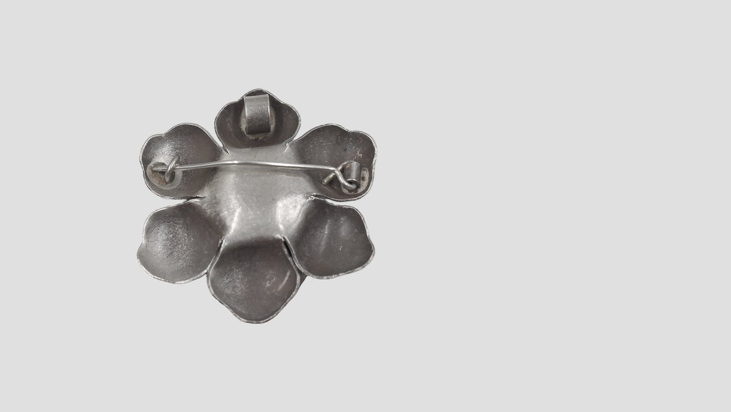 Sangeeta Boochra Timeless Floral Radiance Oxidised Silver Convertible Pendant-Brooch