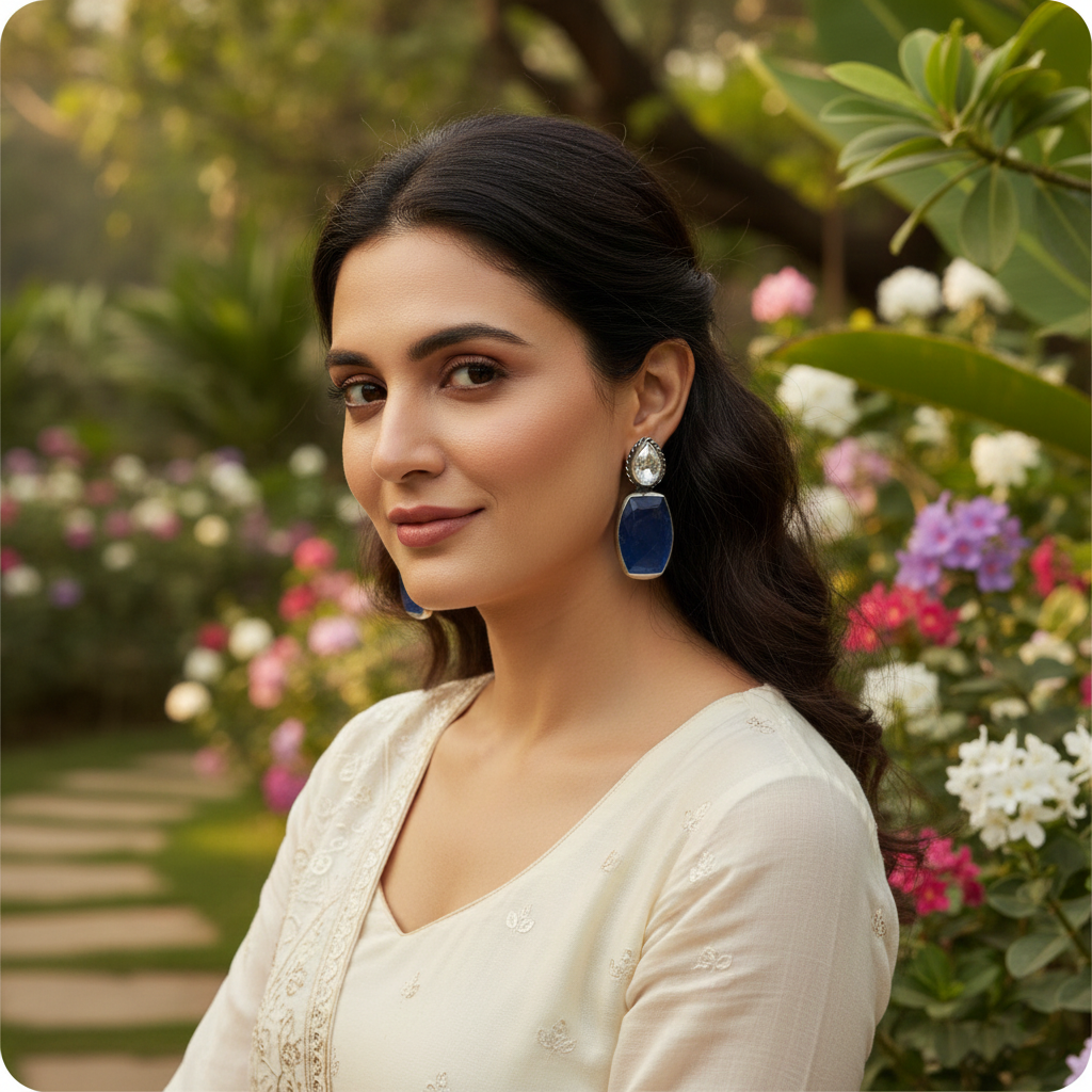 Sangeeta Boochra Classic Silver Earrings