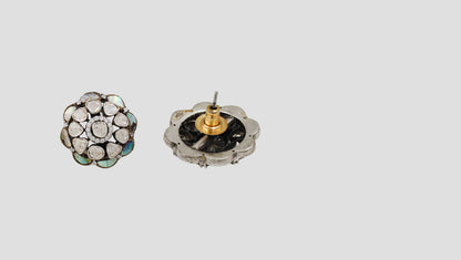 Sterling Silver Floral Stud Earrings with Mother of Pearl & Moissanite | Sangeeta Boochra