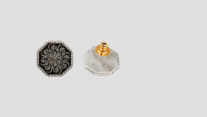 Sangeeta Boochra Handcrafted Oxidised Silver Floral Motif Studs