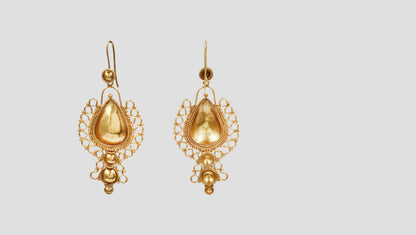 Sangeeta Boochra Handcrafted Gold Plated Silver Heritage Teardrop Earrings