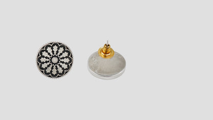 Sangeeta Boochra Vintage Bloom Oxidised Stud Earrings