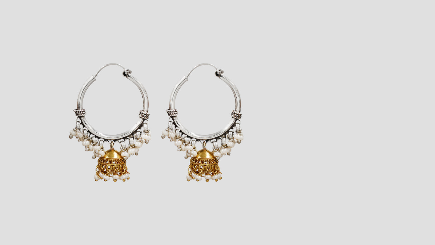 Sangeeta Boochra Heritage Pearl & Gold Tone Hoop Earrings