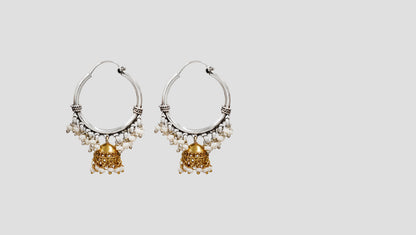 Sangeeta Boochra Heritage Pearl & Gold Tone Hoop Earrings