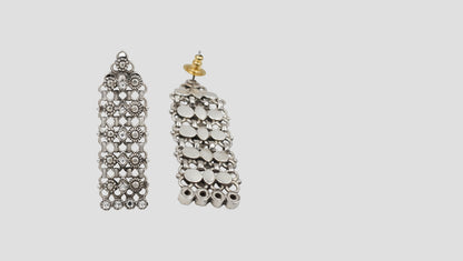 Sangeeta Boochra Handcrafted Silver Long Statement Earrings