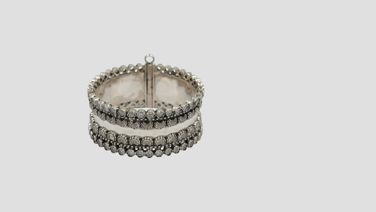 Sangeeta Boochra Royal Heritage Silver Bangle with Intricate Detailing