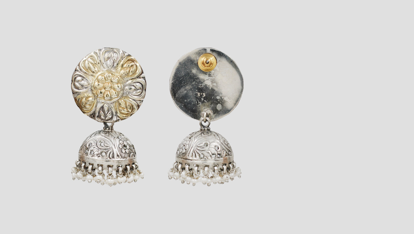 Sangeeta Boochra Dual Tone Floral Jhumka Earrings
