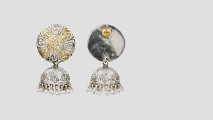 Sangeeta Boochra Dual Tone Floral Jhumka Earrings
