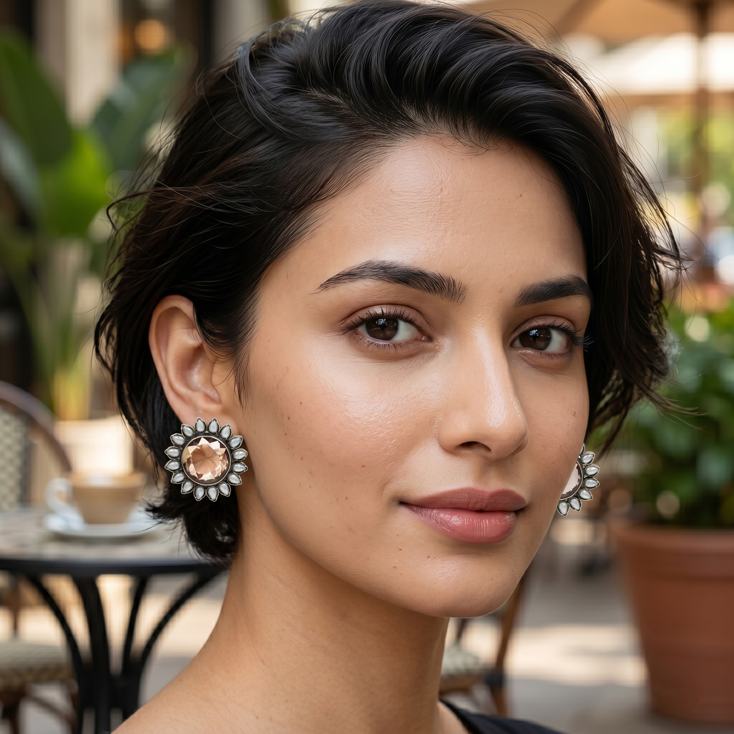 Sangeeta Boochra Vintage Pearl Bloom Silver Studs