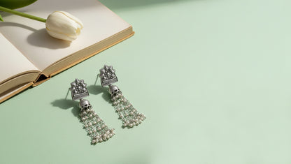 Statement Oxidised Silver Tassel Earrings by Sangeeta Boochra