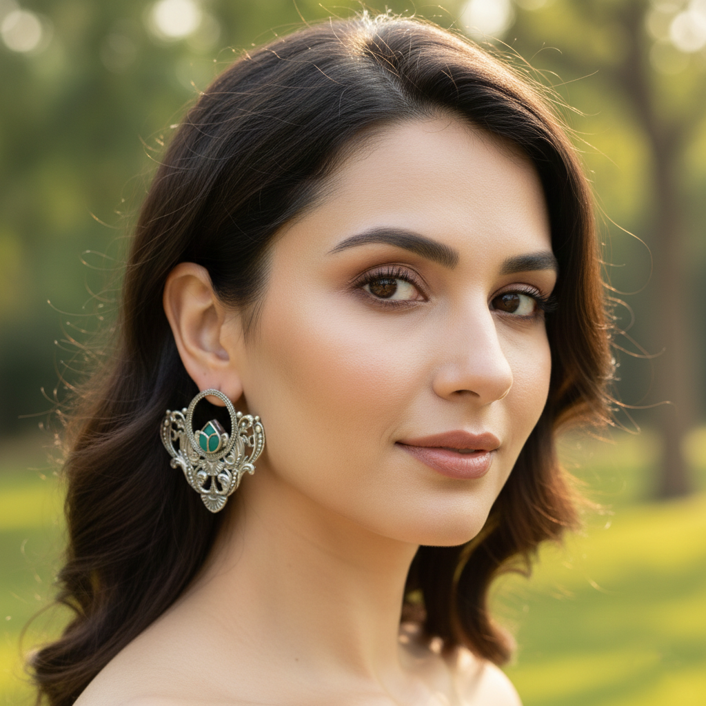 Sangeeta Boochra Heritage Kundan Silver Statement Studs