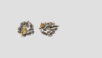 Sangeeta Boochra Heritage Dual Plated Bird Motif Silver Earrings