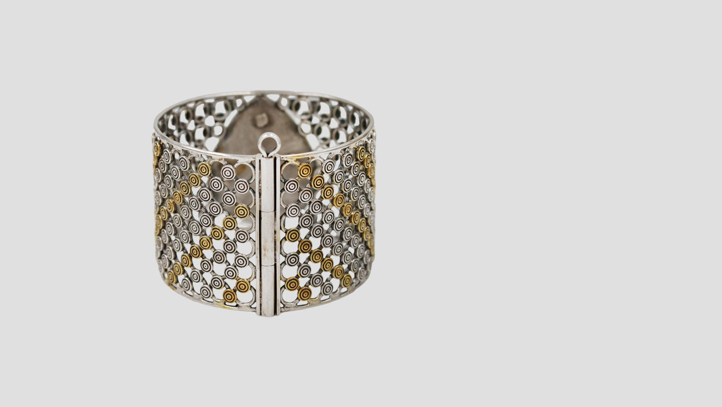 Sangeeta Boochra Heritage Dual-Tone Silver Statement Bangle