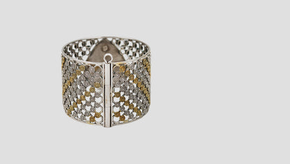 Sangeeta Boochra Heritage Dual-Tone Silver Statement Bangle