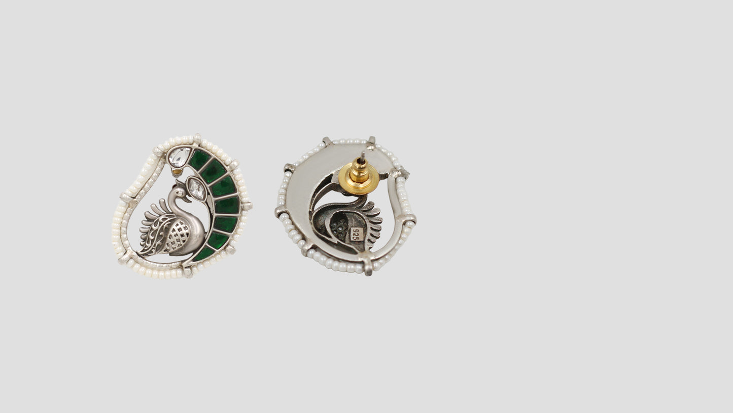 Sangeeta Boochra Handcrafted Peacock Kundan Earrings
