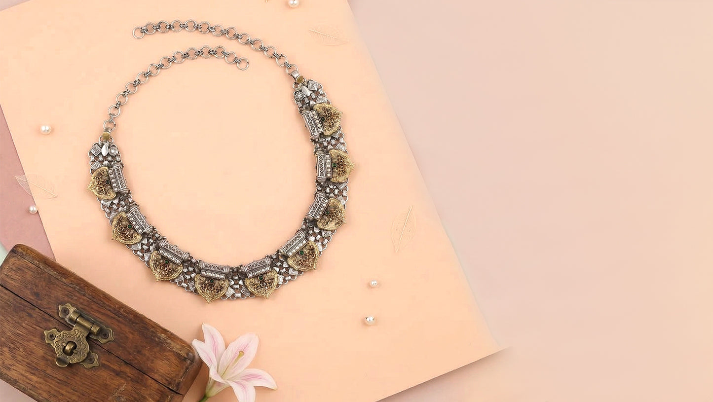 Sangeeta Boochra Handcrafted Silver & Gold-Tone Tribal Necklace