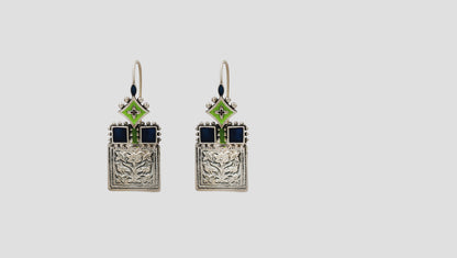 Sangeeta Boochra Contemporary Floral Silver Danglers